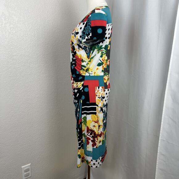 Joseph Ribkoff Dress Womens 10 Mixed Print Patchwork Floral Artsy Boho Colorful - Picture 4 of 9